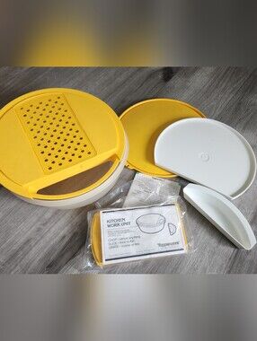 Tupperware Vintage Kitchen Work Unit, Harvest Yellow (8 Pieces) Chop Slice Grate